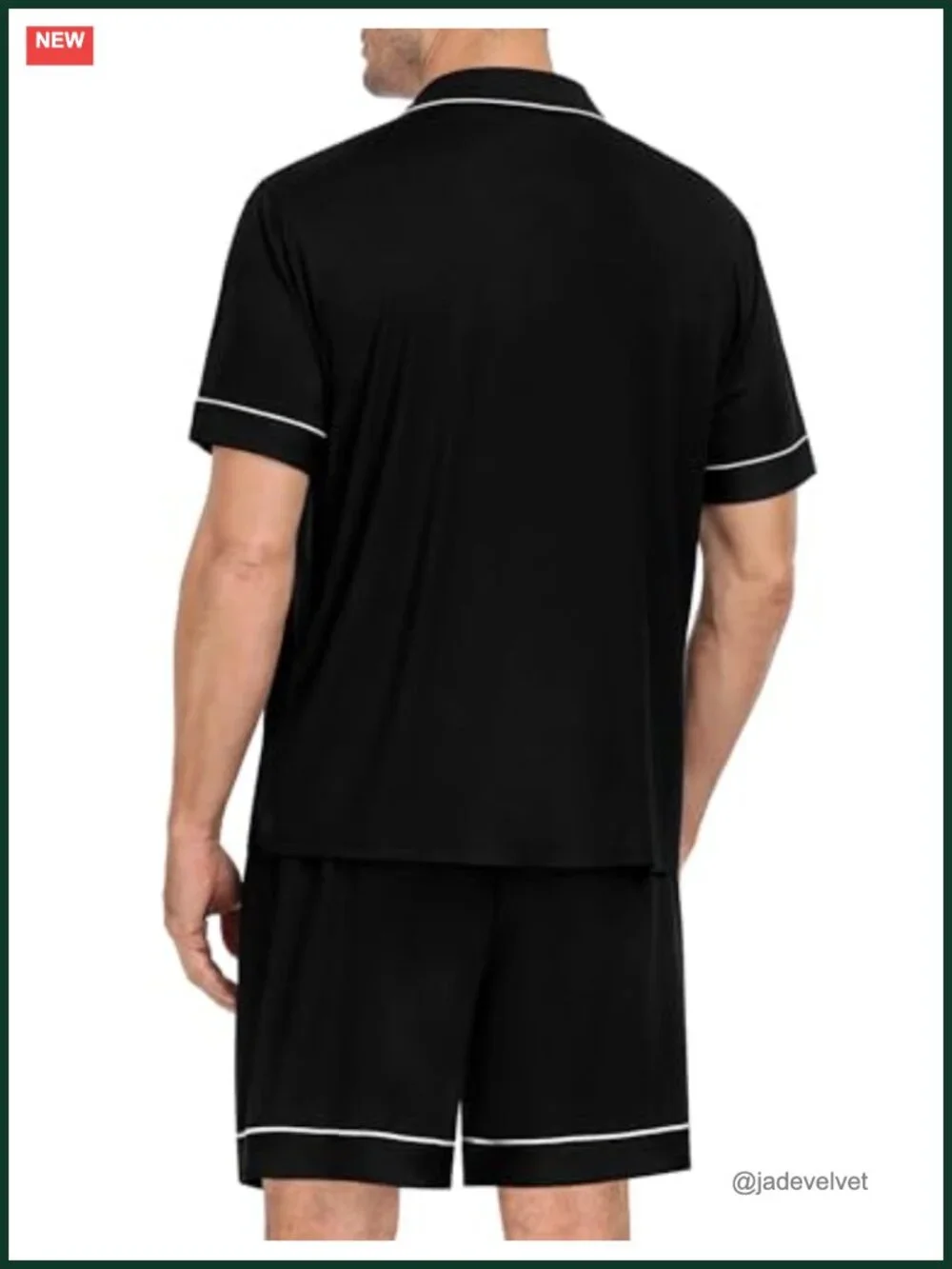 Men's Short Sleeve Pajama Set Button Down Soft Modal Loungewear 2 PCS with
